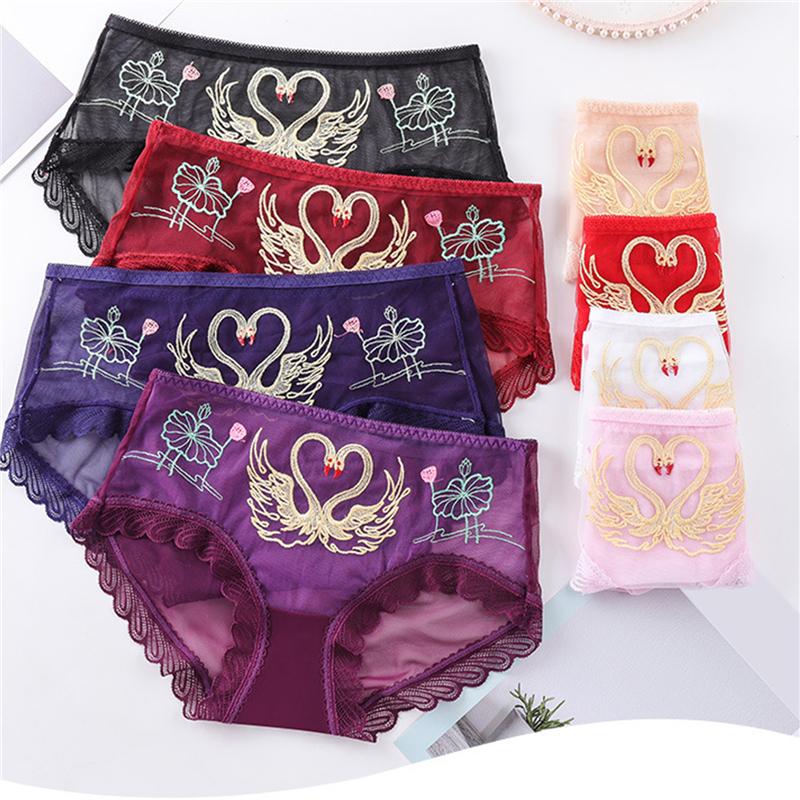 Women's Panties Fashion Embroidered Sexy Lace Stitching Mid-Waist Seamless Mesh Briefs For Female, Red
Women's Panties Fashion Embroidered Sexy Lace Stitching Mid-Waist Seamless Mesh Briefs For Female, Red