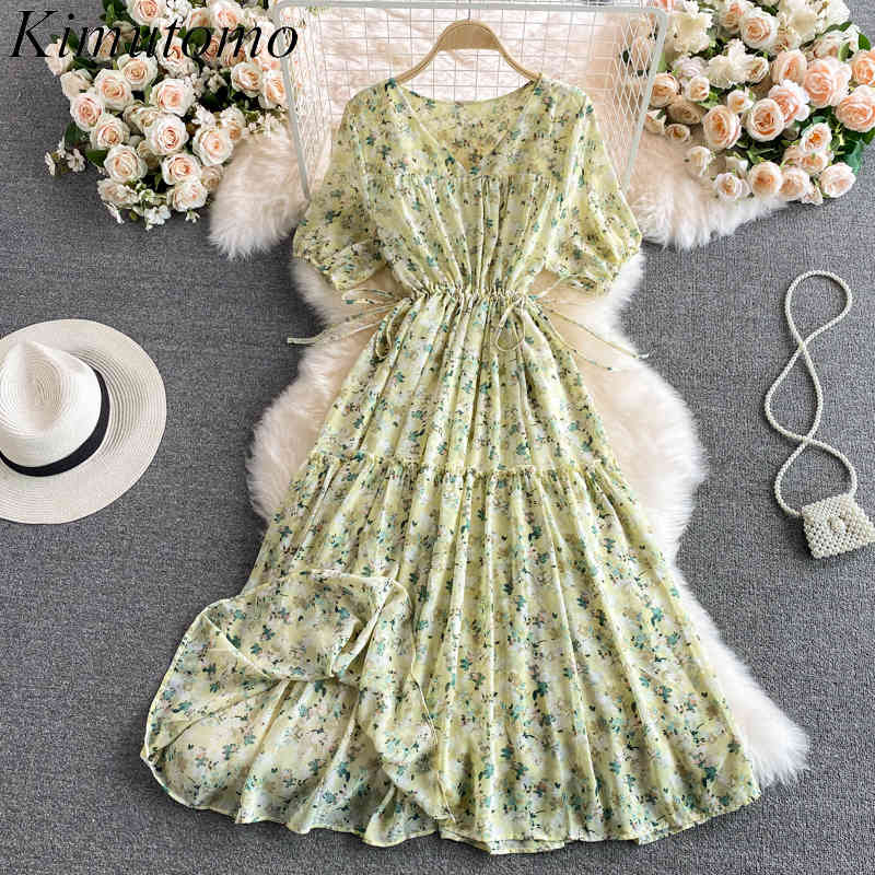 Kimutomo Elegant Casual Floral Chiffon Dress Women Korean V-neck Ruffles Short Puff Sleeve Slim Lace Up A-line Vestidos Femme 210521, Red
Kimutomo Elegant Casual Floral Chiffon Dress Women Korean V-neck Ruffles Short Puff Sleeve Slim Lace Up A-line Vestidos Femme 210521, Red