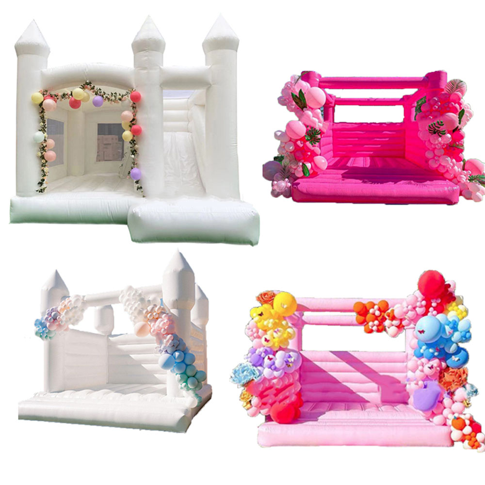 3 in 1 White Inflatable bounce house PVC commercial bouncy castle Jumper bouncer jumping combo with ball pit and slide for photos shooting kids party 