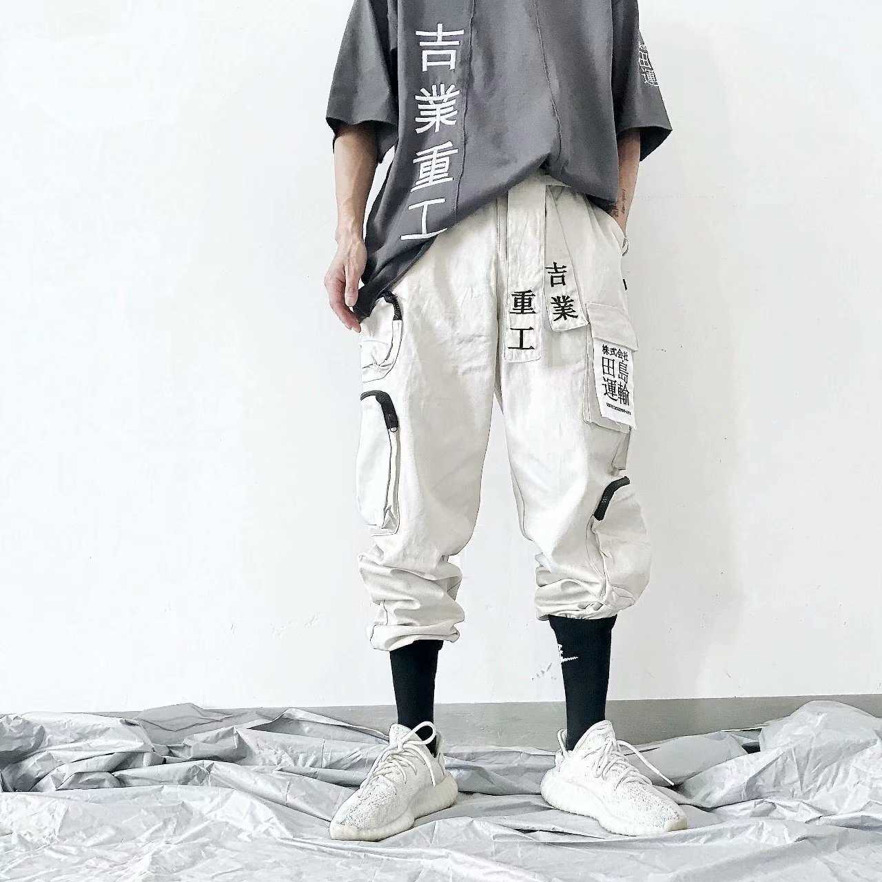 women/Men's clothes Harajuku Overalls Cargo Pants More bag trousers Jogger Ribbon Hip hop loose comfortable streetwear 210810
