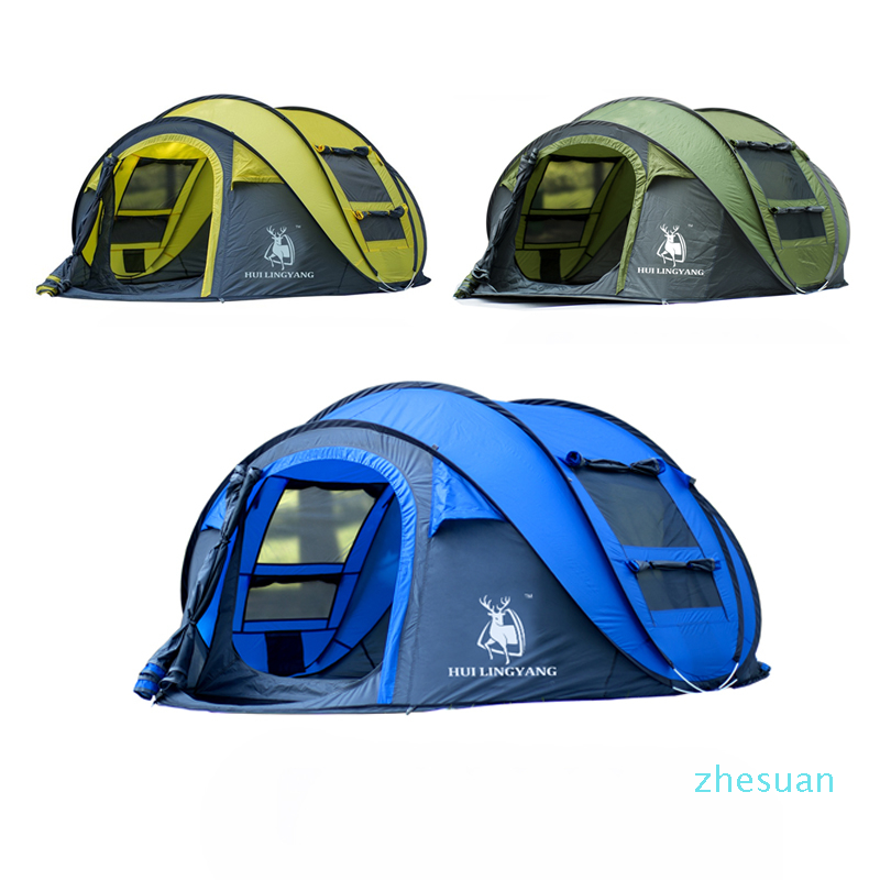 HLY outdoor 3-4persons automatic speed open throwing pop up windproof waterproof beach camping tent large space T191001 от DHgate WW