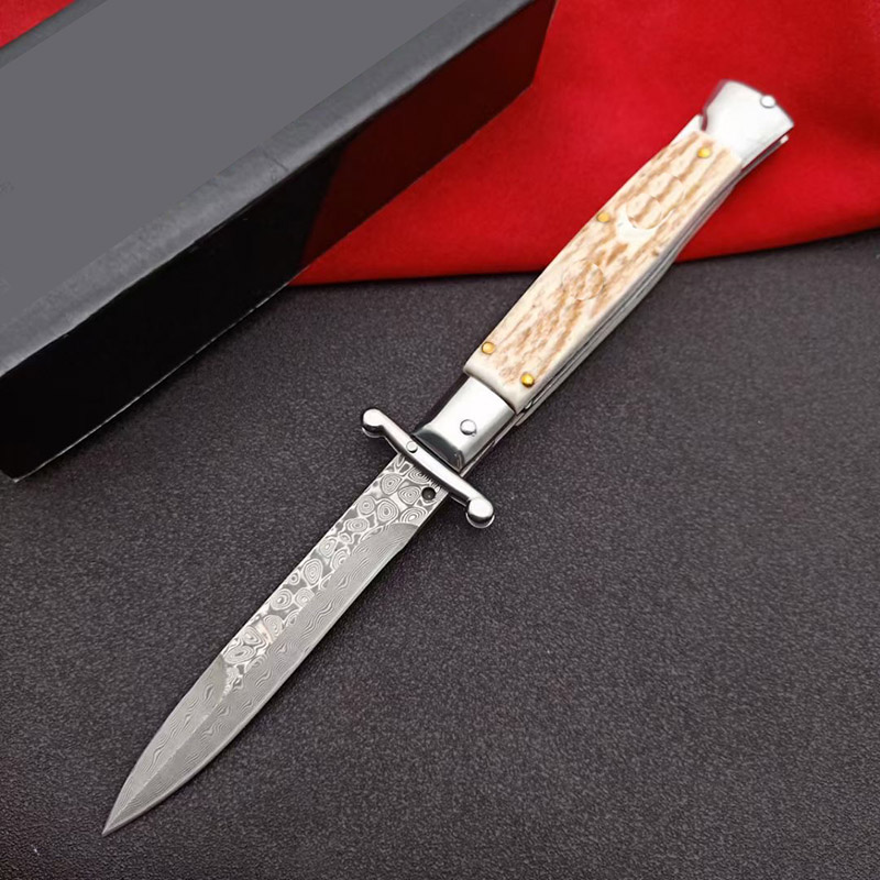 9 Inch Italian Style Single Action Automatic Knife Damascus Antlers Handle Mafia Godfather Hunting Self Defense Survival EDC Auto Knives 13I
9 Inch Italian Style Single Action Automatic Knife Damascus Antlers Handle Mafia Godfather Hunting Self Defense Survival EDC Auto Knives 13I