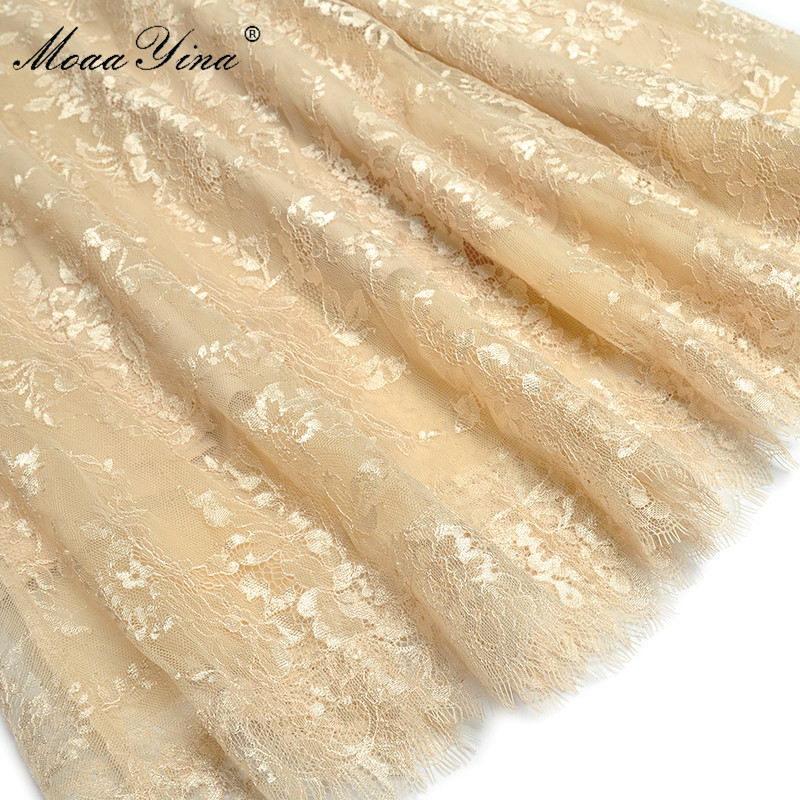 Fashion Set Spring Women's V-neck Long sleeve Single-breasted Tops+Lace skirt Elegant Two-piece set 210524