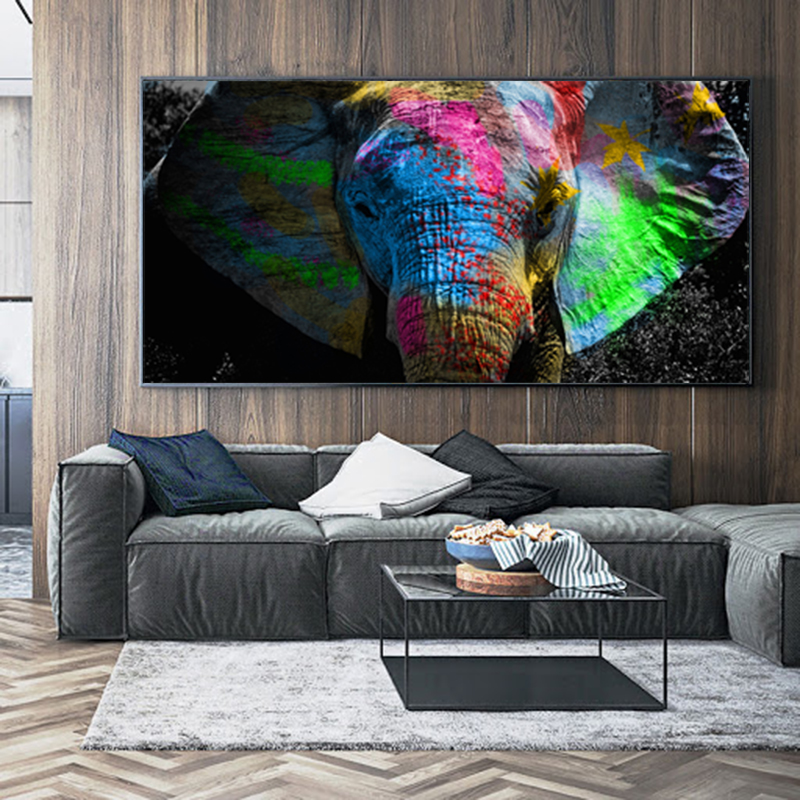 Colorful Elephant Animal Posters Oil Painting Printed On Canvas Wall Art Pictures for Living Room Hoom Decor Horse Lion Birds