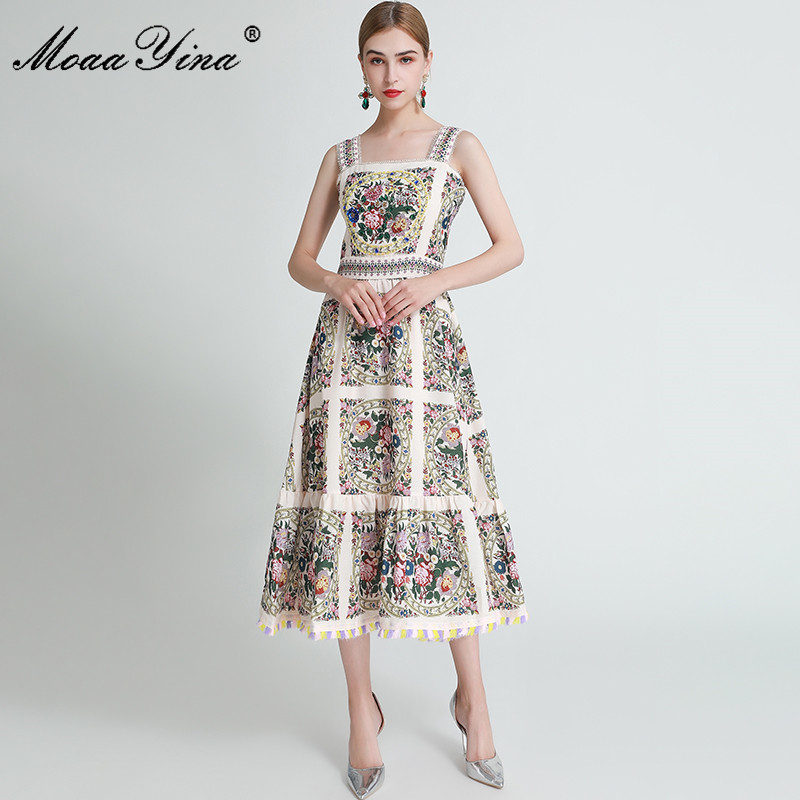 Fashion Designer dress Summer Women' Dress off shoulder spaghetti strap Beaded Tassel Rose Floral-Print Dresses 210524, Multi
Fashion Designer dress Summer Women' Dress off shoulder spaghetti strap Beaded Tassel Rose Floral-Print Dresses 210524, Multi