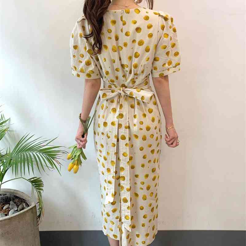 Arrival Fashion Polk Dots Short Sleeve Summer Dresses Robe For Women Midi Vintage Elegant Office Party Clothes 210520
