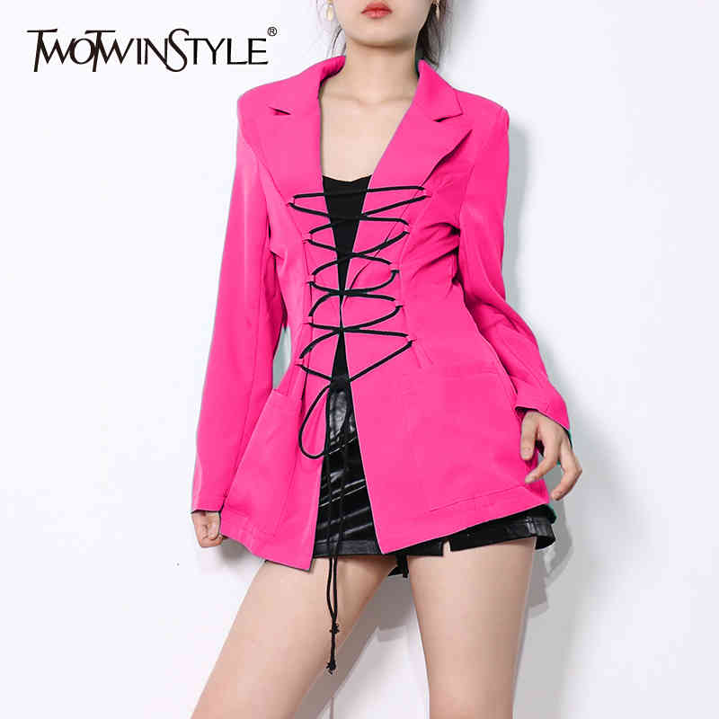 Bandage Casual Blazer For Women Notched Long Sleeve Tunic Lace Up Blazers Female Fashion Clothing 210524, Black
Bandage Casual Blazer For Women Notched Long Sleeve Tunic Lace Up Blazers Female Fashion Clothing 210524, Black