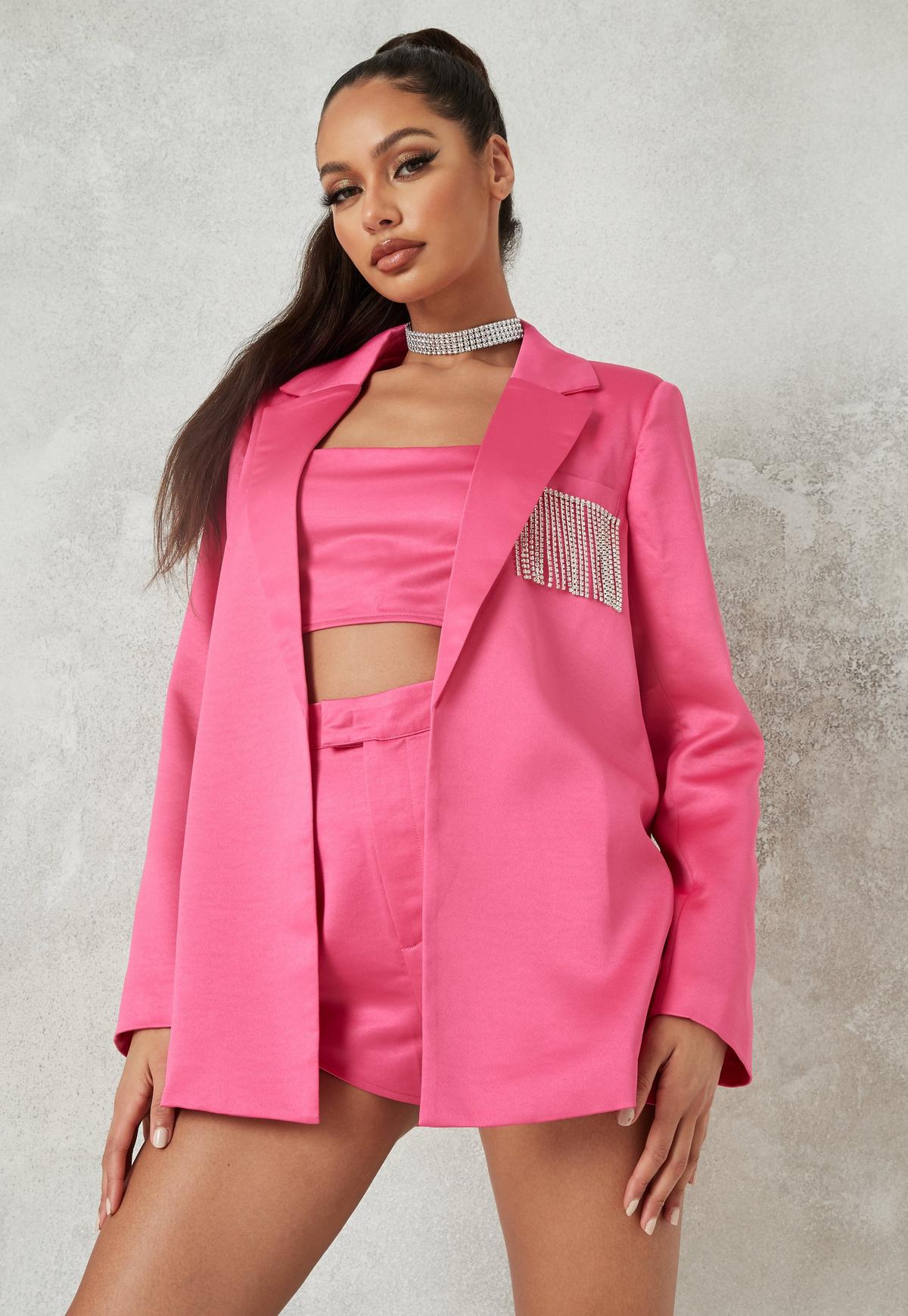 Sexy Short Women Pants Suits Slim Fit Beading Tassel Blazer Suit Ladies Prom Party Wedding Wear Outfit (Jacket+Pants)