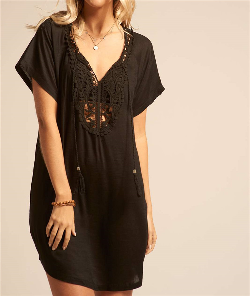 Greek Style Cotton Tunics for Beach Women Swimsuit Cover up Swimwear wear Pareo Dress Saida de Praia #Q564 210420