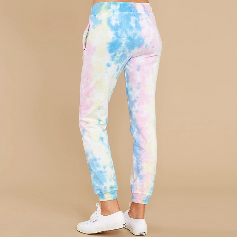 Fashion Tie Dye Print Pencil Pants Trousers Women High Waist Drawstring Sweatpants Casual Long Jogger 210515