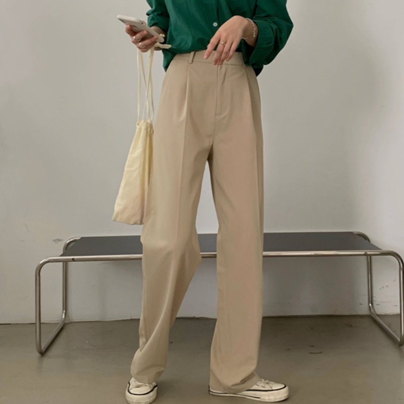 Nomikuma Suit Pants Korean High Waist Long Women Trousers Autumn New Solid Elegant Straight Pants Mujer Pantalones 6C319 210427