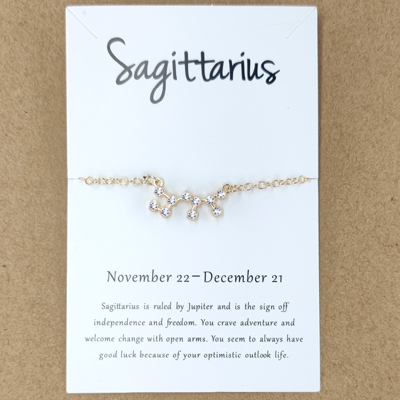 12 Constellation Horoscope Astrology Zodiac Bracelet for Women Crystal Hand Chain Cubic Zirconia Stones Bracelets Nice Jewelry Gift