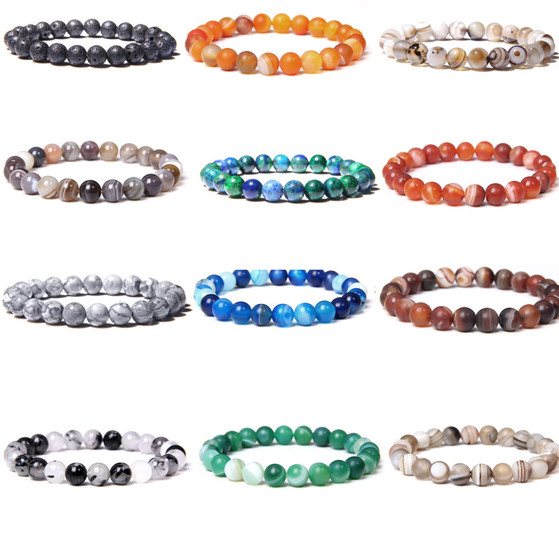 Wholesale Beaded Strands Bracelet 8mm Natural Stone Beads Bangle Men's Gorgeous Semi-Precious Black Onyx Lava Tiger Eye Healing For Women Men Jewelry
Wholesale Beaded Strands Bracelet 8mm Natural Stone Beads Bangle Men's Gorgeous Semi-Precious Black Onyx Lava Tiger Eye Healing For Women Men Jewelry