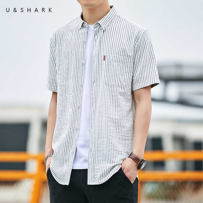 U&SHARK Summer Short Sleeve Striped Shirt Men Blouse Korean Clothes 100% Cotton Soft Breathable Fabric Casual Shirt Male 210603, White
U&SHARK Summer Short Sleeve Striped Shirt Men Blouse Korean Clothes 100% Cotton Soft Breathable Fabric Casual Shirt Male 210603, White