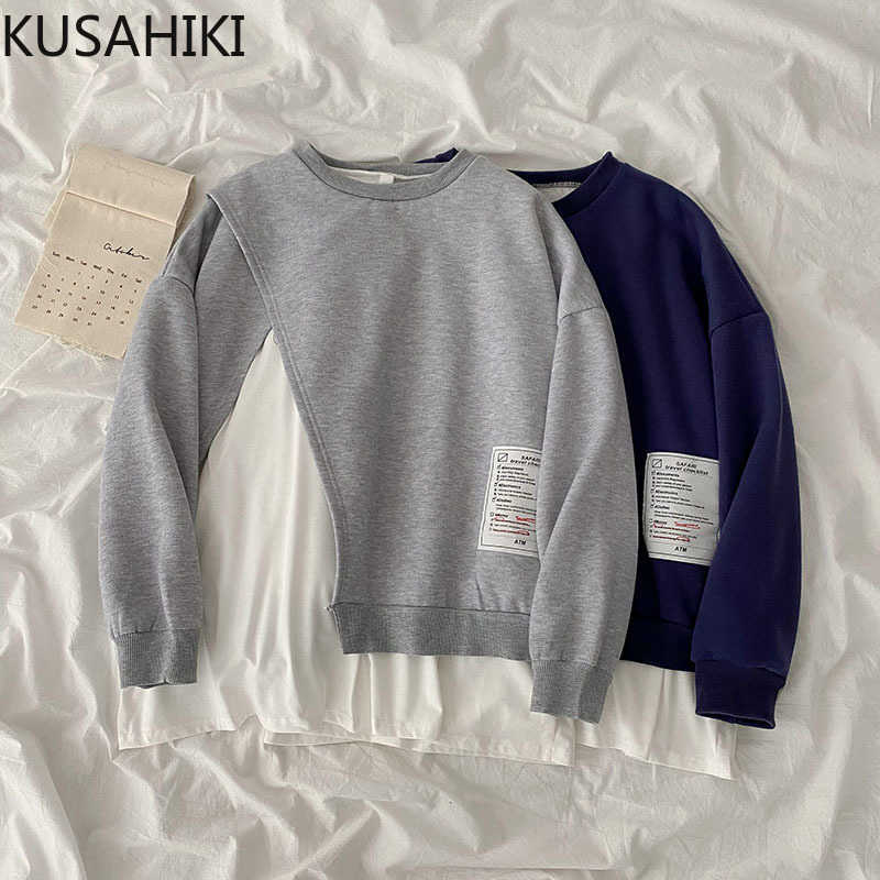 Hoodies Women Korean Hit Color Irregular Patchwork Sweatshirt Causal Long Sleeve O-neck Spring Top Jumper 6F543 210603, White gray
Hoodies Women Korean Hit Color Irregular Patchwork Sweatshirt Causal Long Sleeve O-neck Spring Top Jumper 6F543 210603, White gray