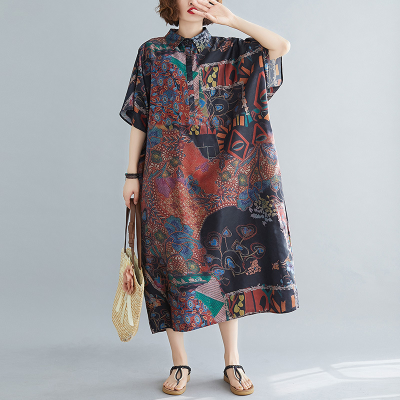 Johnature Women Vintage Shirt Dresses Polyester Robes Summer Turn-down Collar Short Sleeve Women Chinese Style Dresses 210521, Multi
Johnature Women Vintage Shirt Dresses Polyester Robes Summer Turn-down Collar Short Sleeve Women Chinese Style Dresses 210521, Multi