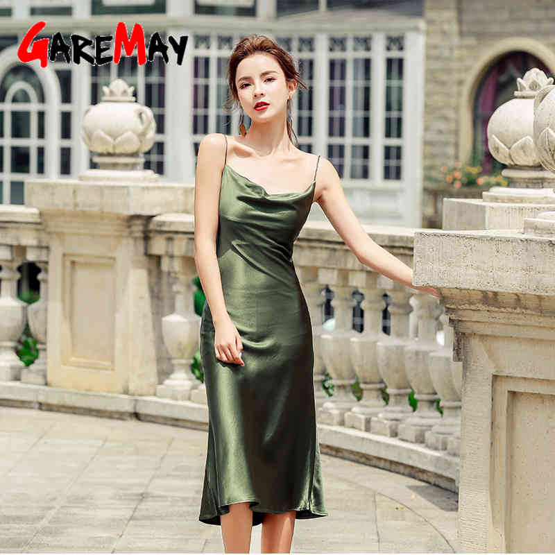 Summer Women Satin Slip Dress Sexy Spaghetti Strap Black Mini Sleeveless Vintage Silk Party Tight Light 210428