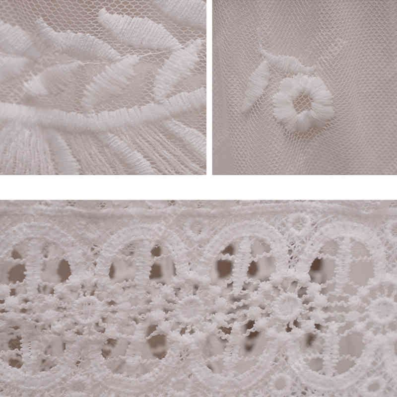 Elegant Bikini Cover-ups Sexy Slash Neck Summer Beach Dress Long White Lace Tunic Women Wear Swim Suit Cover Up A505 210420