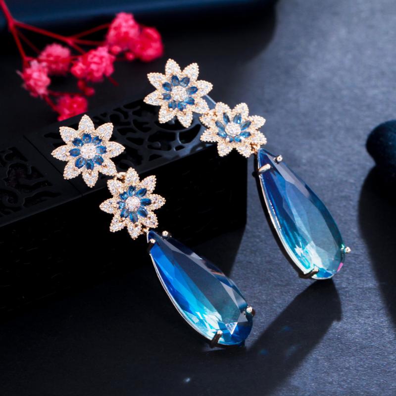 Dangle & Chandelier CWWZircons Beautiful Dangly Flower Blue Cubic Zirconia Crystal Long Big Water Drop Earrings For Women Wedding Bridal Gif, Silver
Dangle & Chandelier CWWZircons Beautiful Dangly Flower Blue Cubic Zirconia Crystal Long Big Water Drop Earrings For Women Wedding Bridal Gif, Silver
