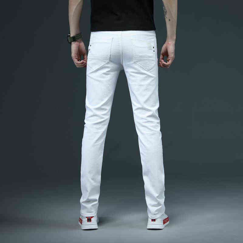 Skinny Jeans Men Solid White s Stretch Casual Fashioins Denim Pants Yong Boy Students Trousers Size 38 211111