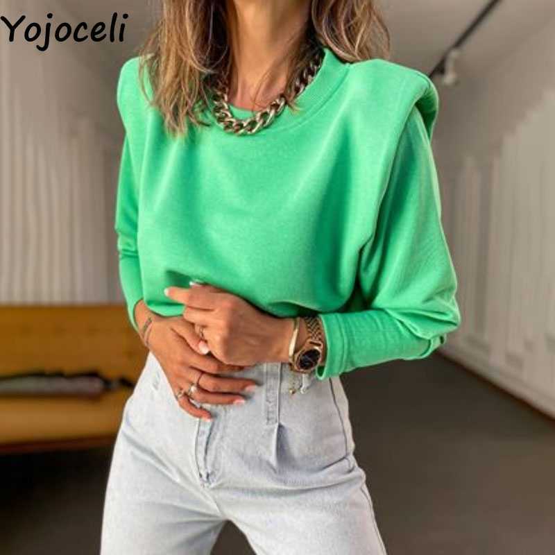 Yojoceli Autumn warm casual women sweatshirt Winter basic fashion tracksuit female Chic elegant short sweatshirts 210609