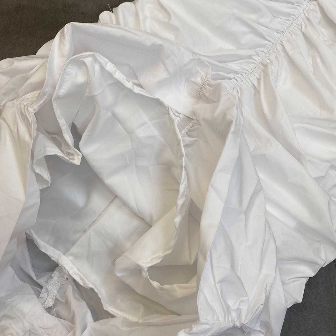 DEAT Women Pleated Ruffles Short Dress Round Neck Short Sleeve Arrivals Lady Temperament Fashion Spring Summer 11D1255 210709