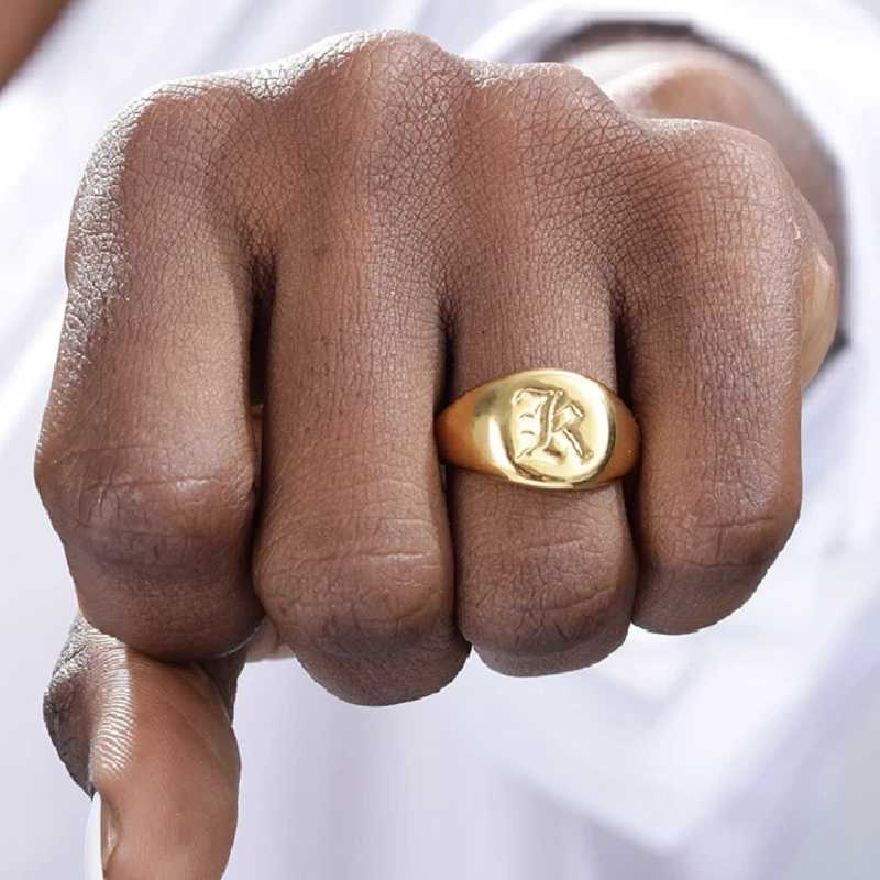 Cluster Rings Punk Gold Plating Stainless Steel A-Z Minimalist Initial 26Old English Letter Ring Women And Men Fashion Jewelry Gift Wholesal
Cluster Rings Punk Gold Plating Stainless Steel A-Z Minimalist Initial 26Old English Letter Ring Women And Men Fashion Jewelry Gift Wholesal