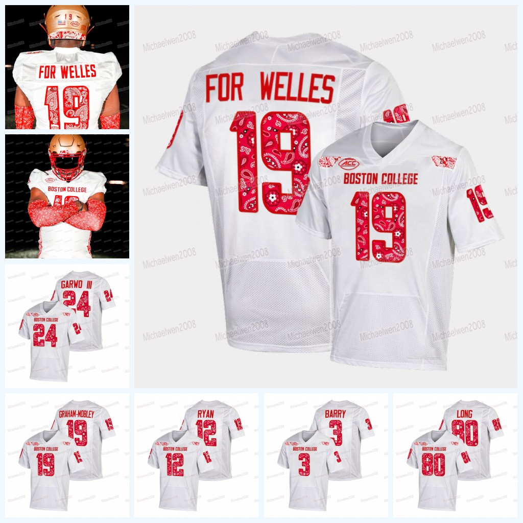 NCAA Boston College Eagles Red Bandana Football Jersey For Welles Javian Dayne Pat Garwo III Jackson Ness Neto Okpala Shitta Sillah Marcus Valdez Dennis Grosel