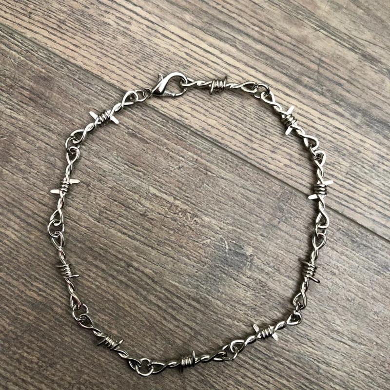 Chains Punk Style Barbed Wire Choker Stainless Steel Necklace HipHop Women039s Accessories Gothic Mens Jewellery Unisex G