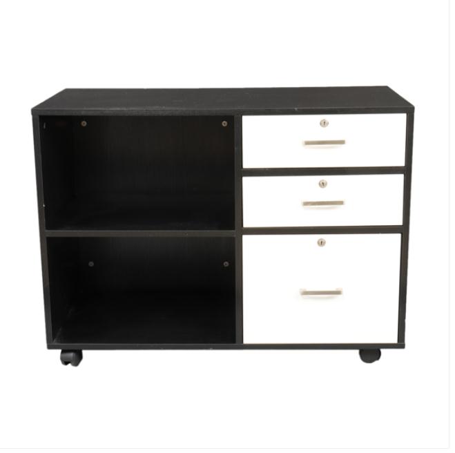 Bedroom Furniture FCH Wood File Cabinet 3 Drawer and 2 Open Shelves Office Storage with Wheel Printer Stand, 35.5"L x 15.7"W x 26"H