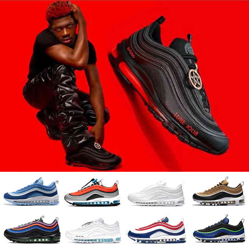 Mschf Lil Nas x Satan Luke inri jesus 97 mens running shoes triple black white metalic gold University Red 97s undefeated men women trainer
Mschf Lil Nas x Satan Luke inri jesus 97 mens running shoes triple black white metalic gold University Red 97s undefeated men women trainer