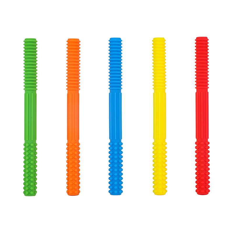 2021 Soft Silicone Teething Toys for Babies Baby Teether Textured Teething Tubes with Brush BPA Free Safe Toy