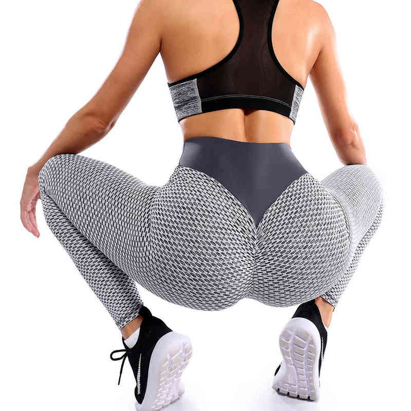 Textured Leggings Women High Waist Fitness Workout Female Breathable Push Up Leggins Anti-Cellulite Pants For 211215
