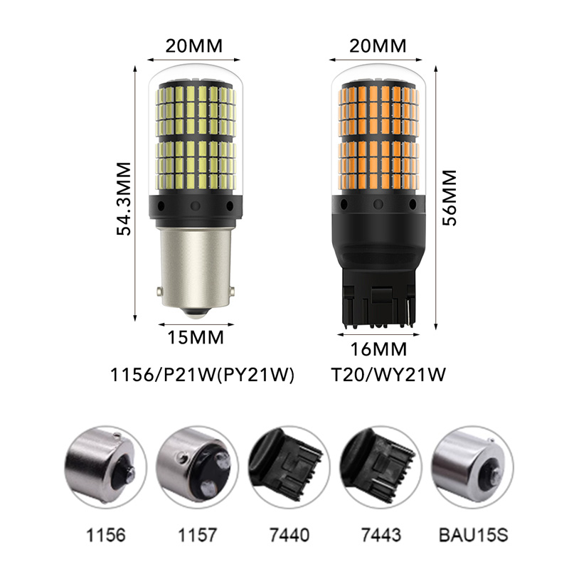 P21w Py21w P21/5w Led Car Light Bulb T20 7743 7740 1157 BAY15D P27/5W 1156 BA15S P21W BAU15S Turn Signal Lights No Error 1PCS