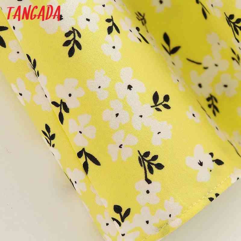 Summer Women Print French Style Puff Short Sleeve Ladies Mini Dress Vestidos 5D32 210416