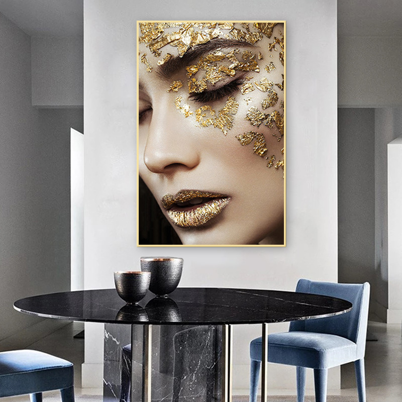 Modern Art Canvas Poster Gold Woman Print Oil Painting Cuadros Figure Wall Pictures For Living Room Decoration Mural Frameless