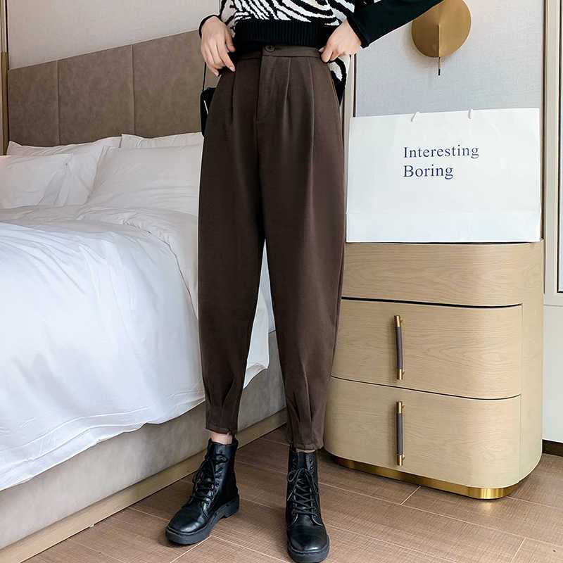 Autumn Korea Fashion Women High Waist Slim Blazer Woolen Pants All-matched Casual Loose Solid Harem Pants Plus Size V44 210608, Black
Autumn Korea Fashion Women High Waist Slim Blazer Woolen Pants All-matched Casual Loose Solid Harem Pants Plus Size V44 210608, Black