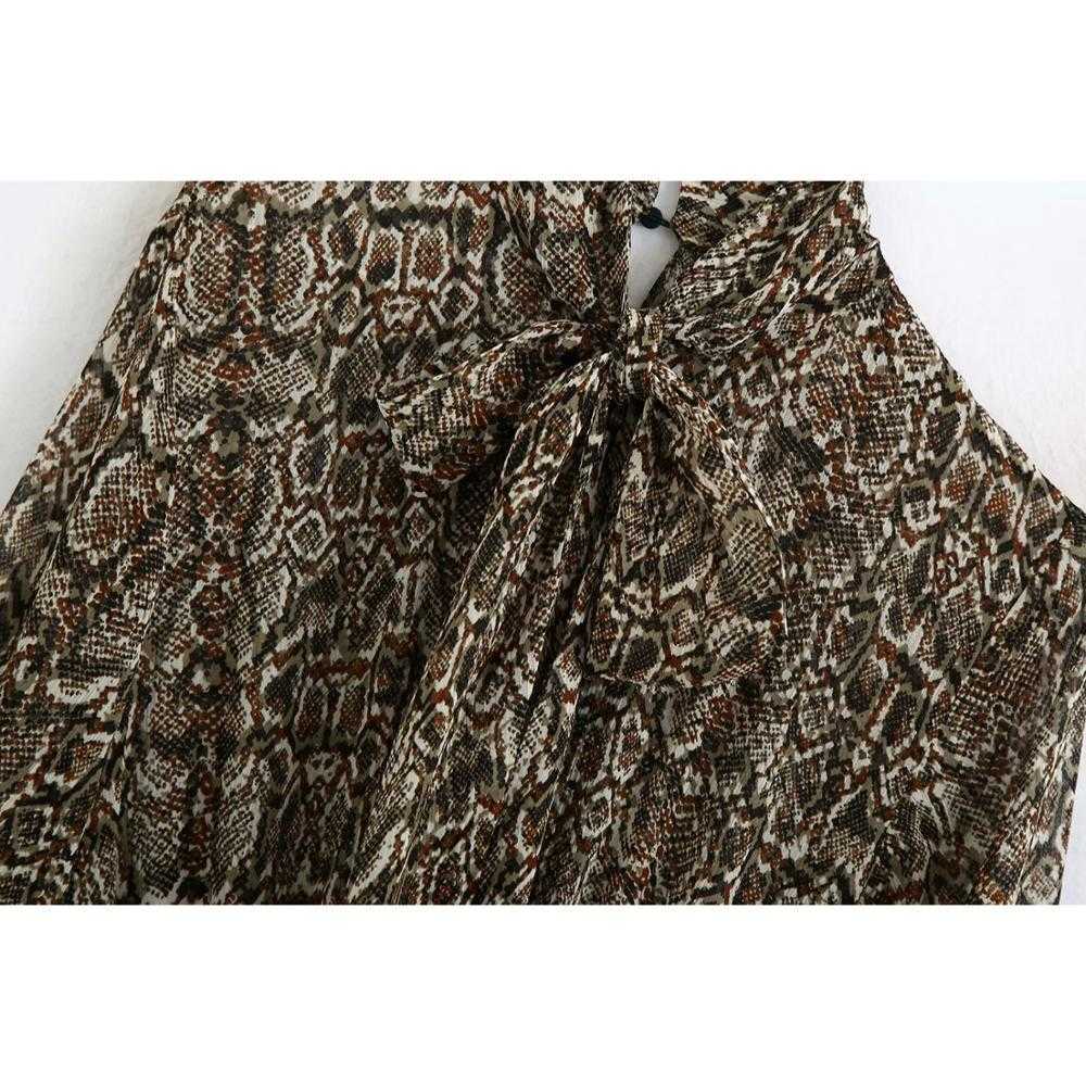 Women Dress Animal Print High Neck Long balloon sleeves Short Dress Belt Elastic waistband Lining vestidos femme robe 210709