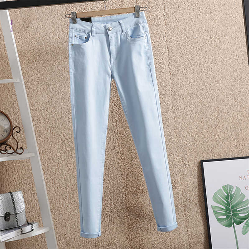 Women Pencil Jeans Pants Spring Candy Colored Mid Waist Zipper Slim Fit Skinny Full Length Female Trousers Fashion 2534 210922