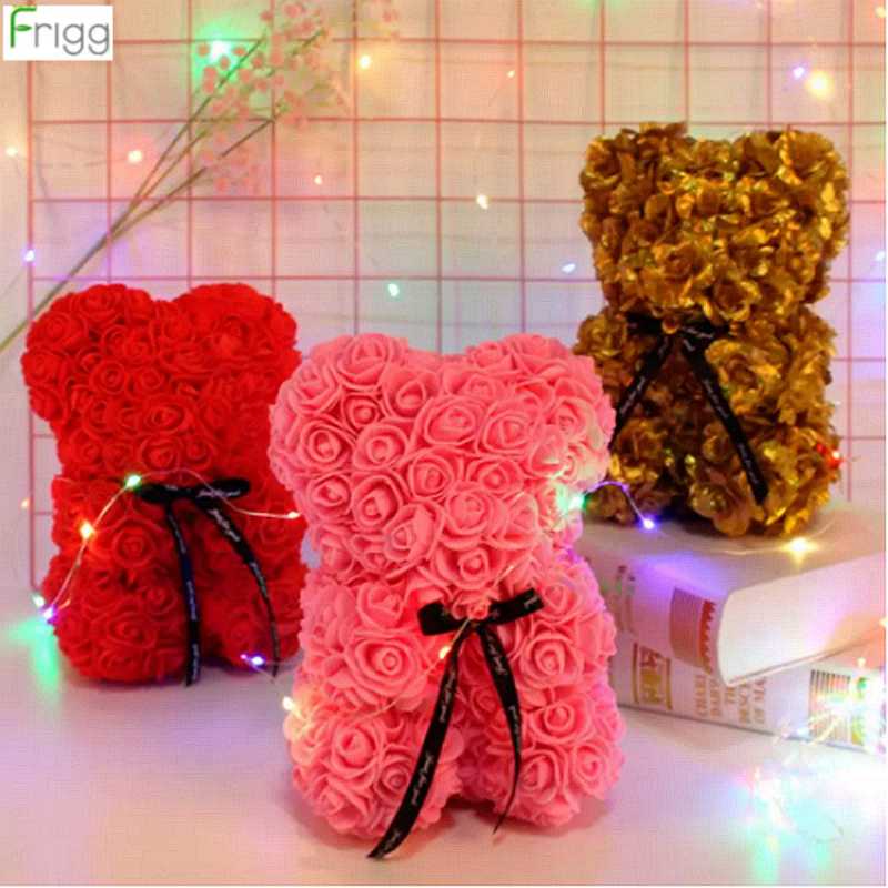 Decorative Flowers & Wreaths 25cm Teddy Bear Rose Artificial For Women Valentines Wedding Birthday Gift Packaging Box Home Decor Dropship