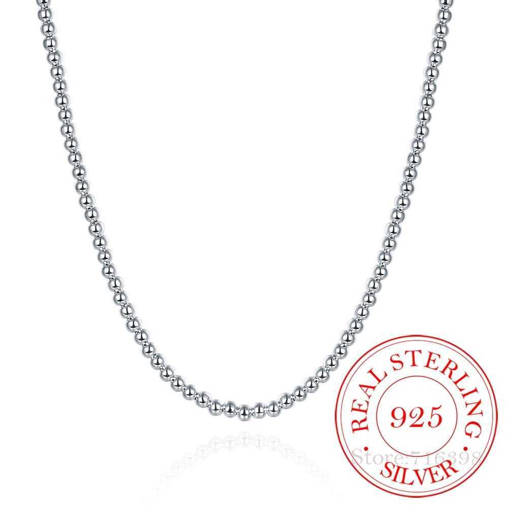 Designer Necklace 925 Sterling Silver 4mm 8mm 10mm Smooth Beads Ball Chain For Women Trendy Wedding Engagement Jewelry Drop302U