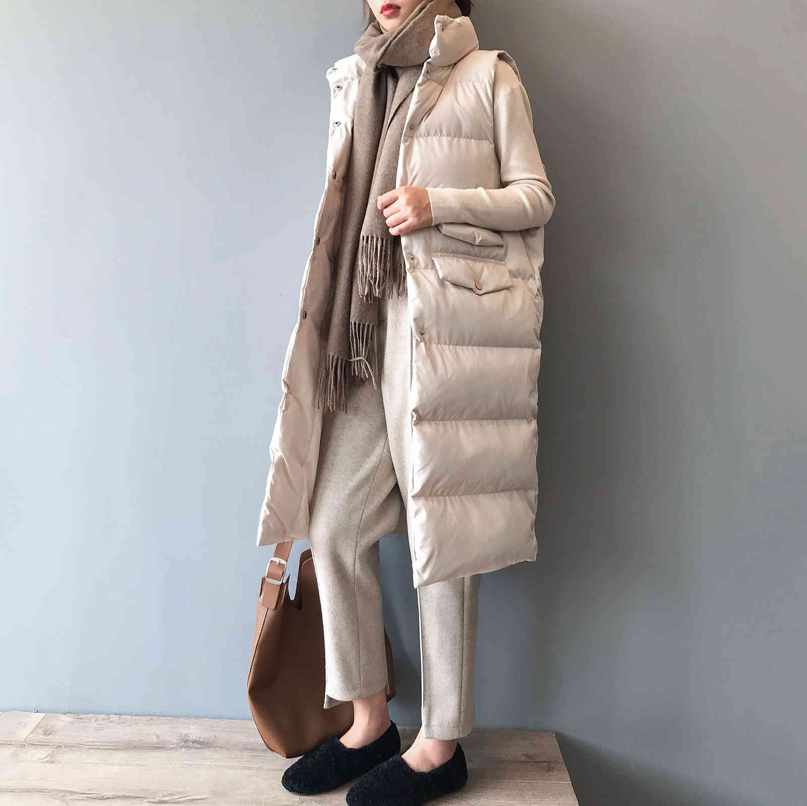 Wonder Winter Vest Coat Stand Collar Women Long Warm Top Chaleco Mujer Gilet Casaco Feminino Outwears 210510