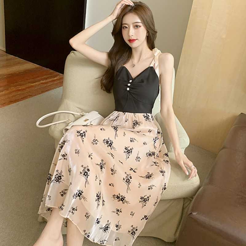 Spaghetti Strap Dress Women French Elegant Vintage Floral Embroidery Chiffon Summer Fashion Sweet Party 210526, Black
Spaghetti Strap Dress Women French Elegant Vintage Floral Embroidery Chiffon Summer Fashion Sweet Party 210526, Black
