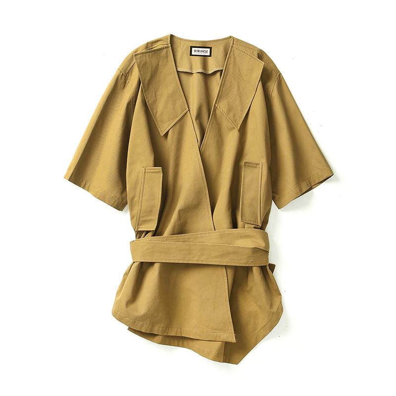 M-XL! Original Summer Long Style Seven-point Sleeve Shirt Korean Version Of The Fashion Personality V-neck Casual Inch Men's Shirts