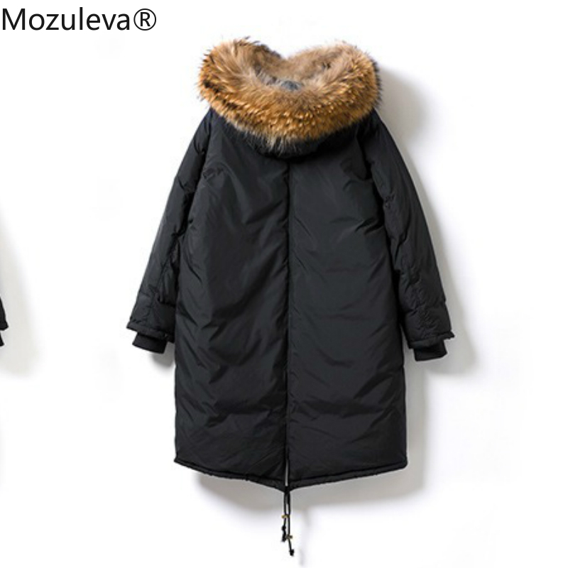 Auutmn Covered Button 90 White Goose Down Long Winter Jacket and for Puffer Coat Women 210416