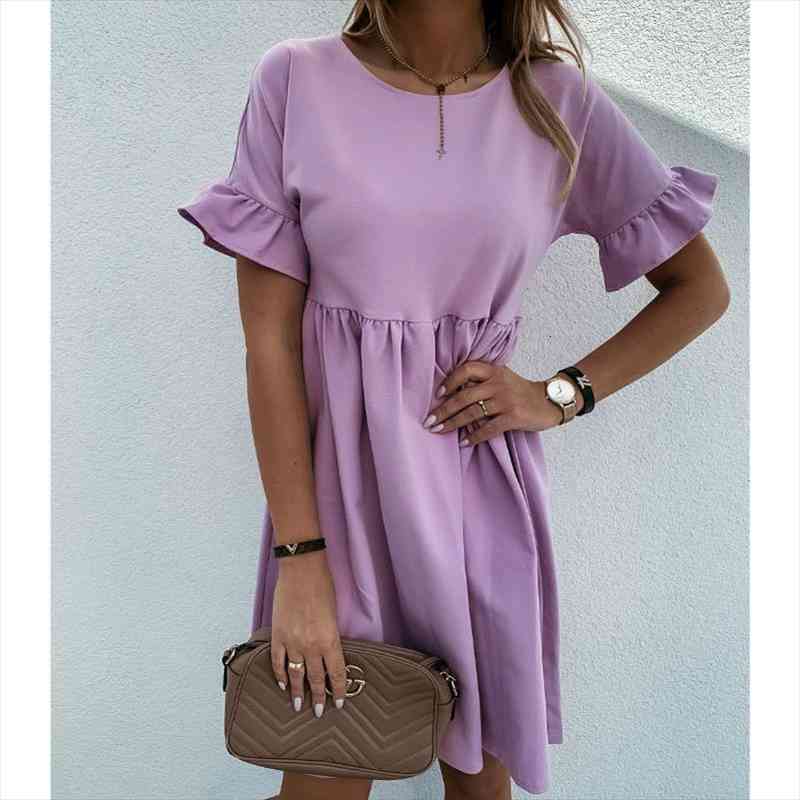 summer street beach mini ruffles womens dress fashion home casual holiday short sleeve, Black;gray
summer street beach mini ruffles womens dress fashion home casual holiday short sleeve, Black;gray