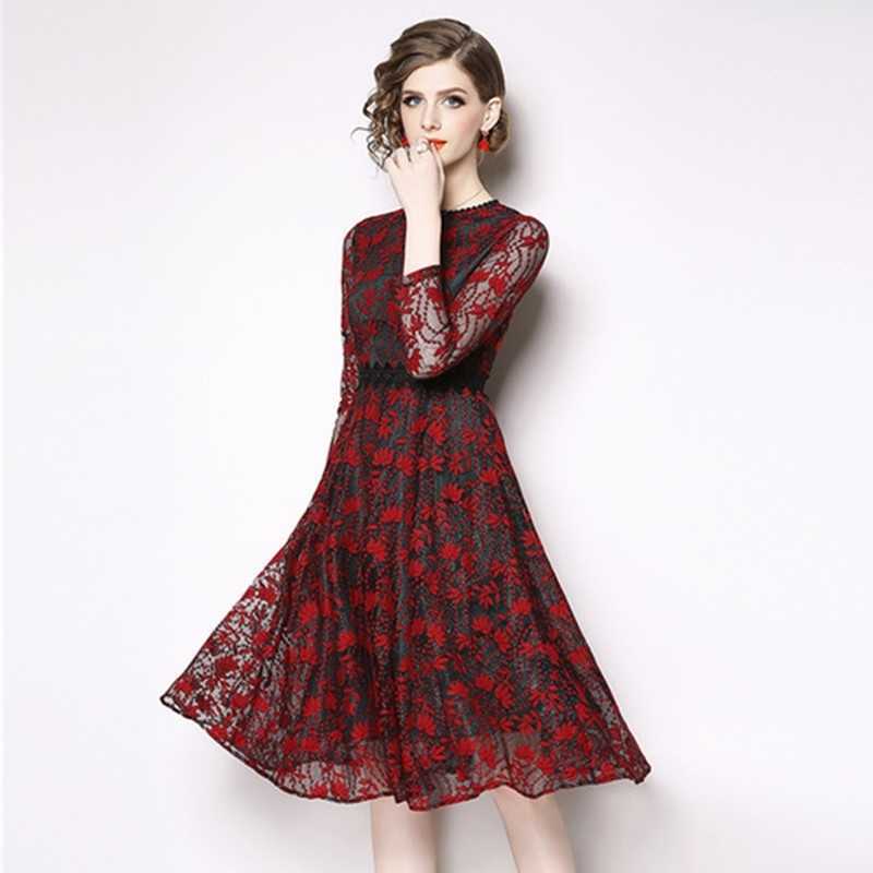 Spring Robe Red Vintage Hollowed-out Lace Dress Vestidos Casuales Mujer Women Retro Kerst Jurk Dames Sukienka 210525, Picture color
Spring Robe Red Vintage Hollowed-out Lace Dress Vestidos Casuales Mujer Women Retro Kerst Jurk Dames Sukienka 210525, Picture color