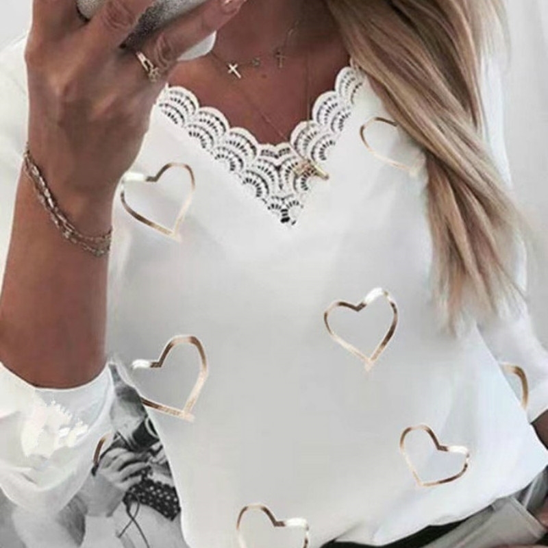 5XL Choker Neck Casual T Shirts Female Cold Shoulder Loose Tees Tops Women Plus Size TShirts Kawaii Love Print Blusa M0101 210406