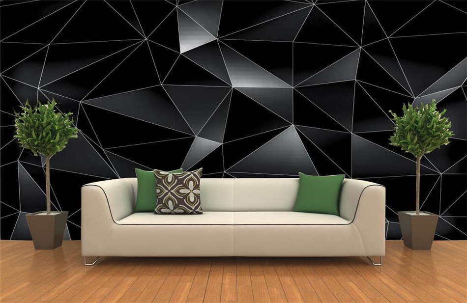 Custom Modern Abstract 3D Black Geometric Photo Wall Paper 3D Bar Office Game Room Industrial Decor Mural wallpapers
