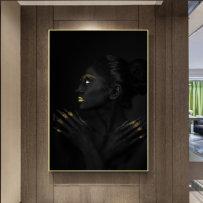 Black Gold Woman Poster Canvas Paintings Wall Art Pictures For Living Room Modern Home Decoration Posters And Prints No Frame